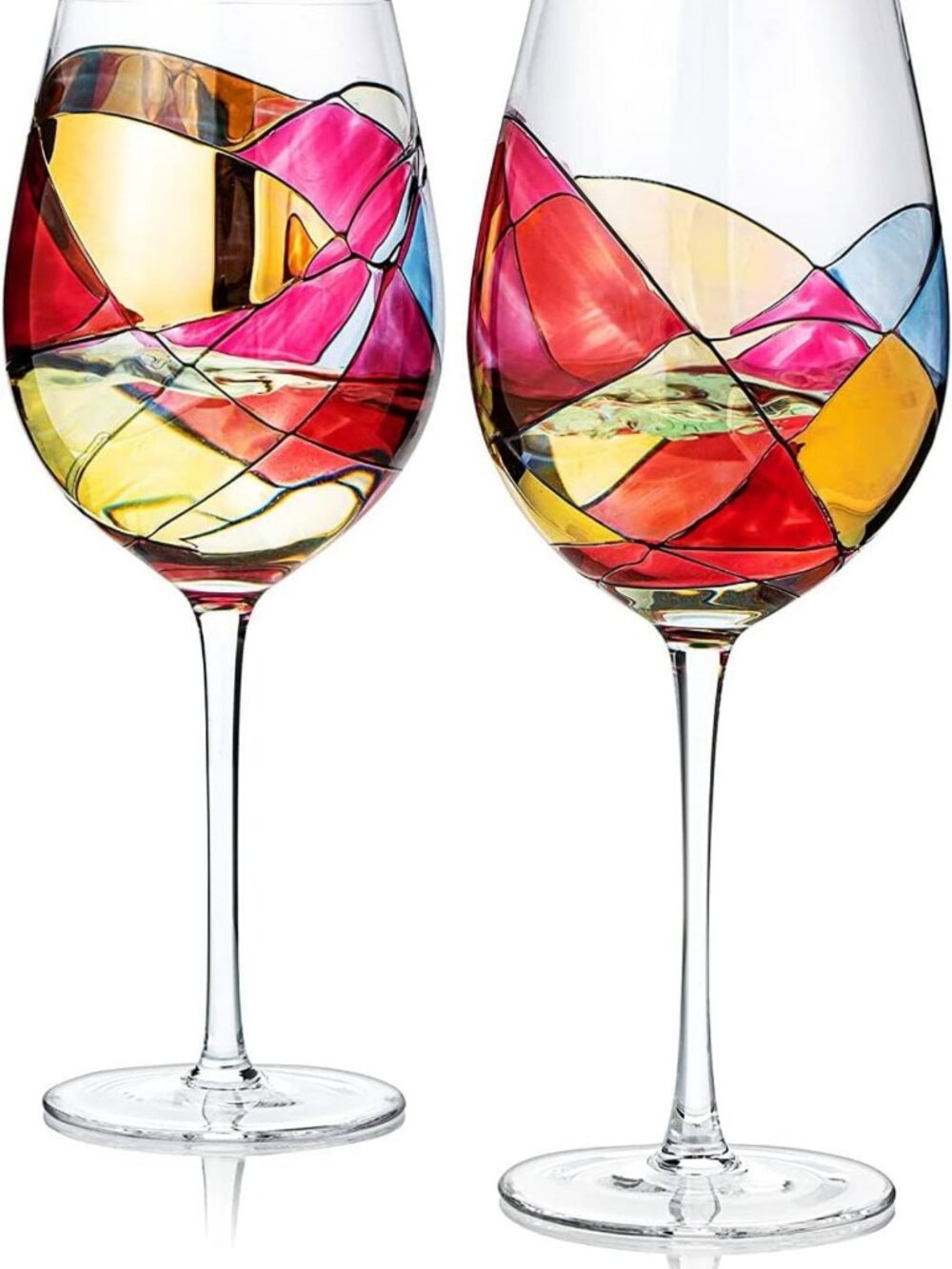 Hand-Painted Stemmed Wine Glasses Set - Unique Gift for Mom, Wife, Holidays